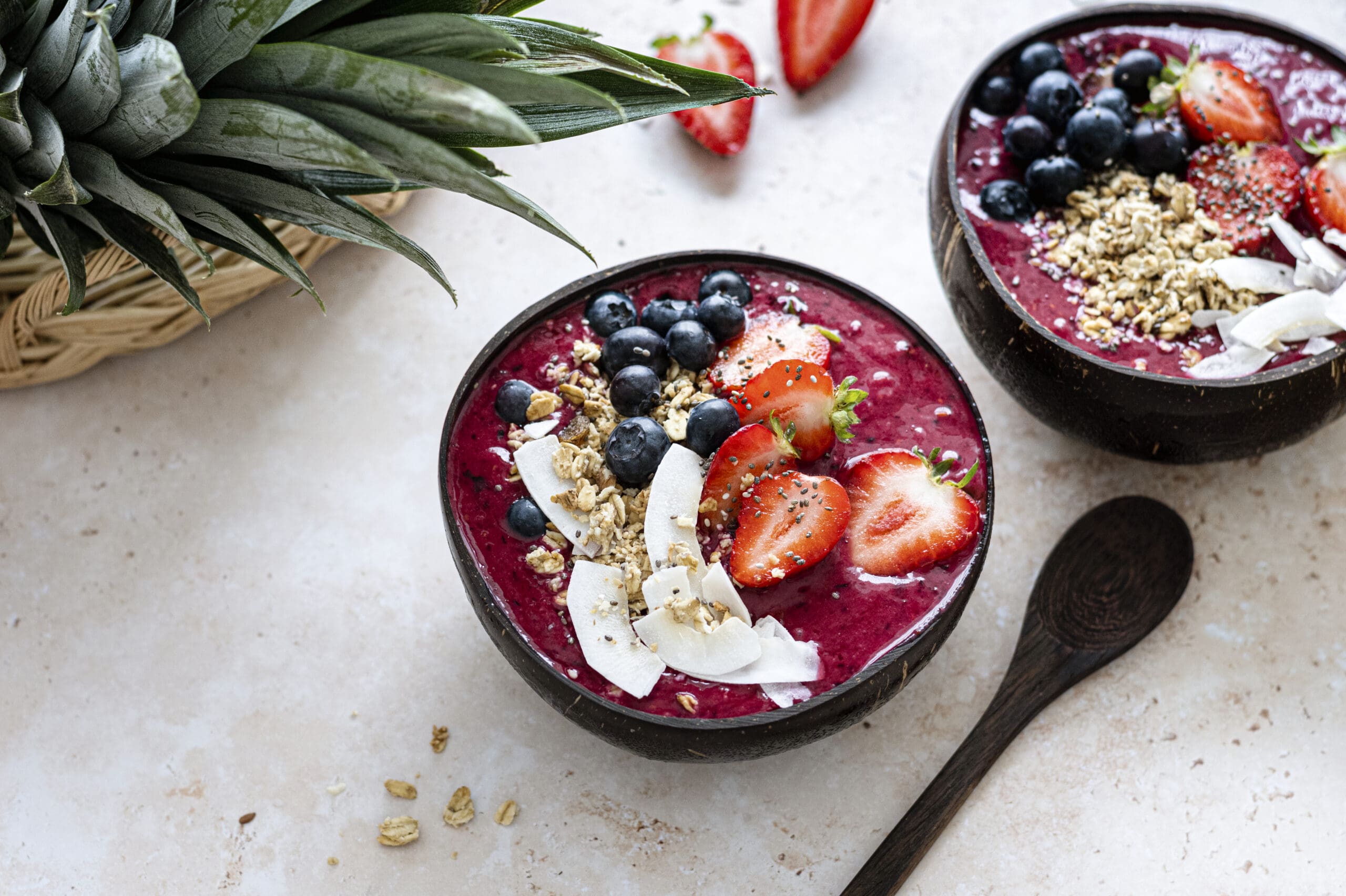 Acai in coconut shell healthy meal for summer vibes | The Harvest Table